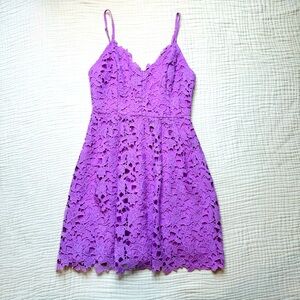 ASTR Eyelet Lace Dress, Small Orchid Purple Spaghetti Straps